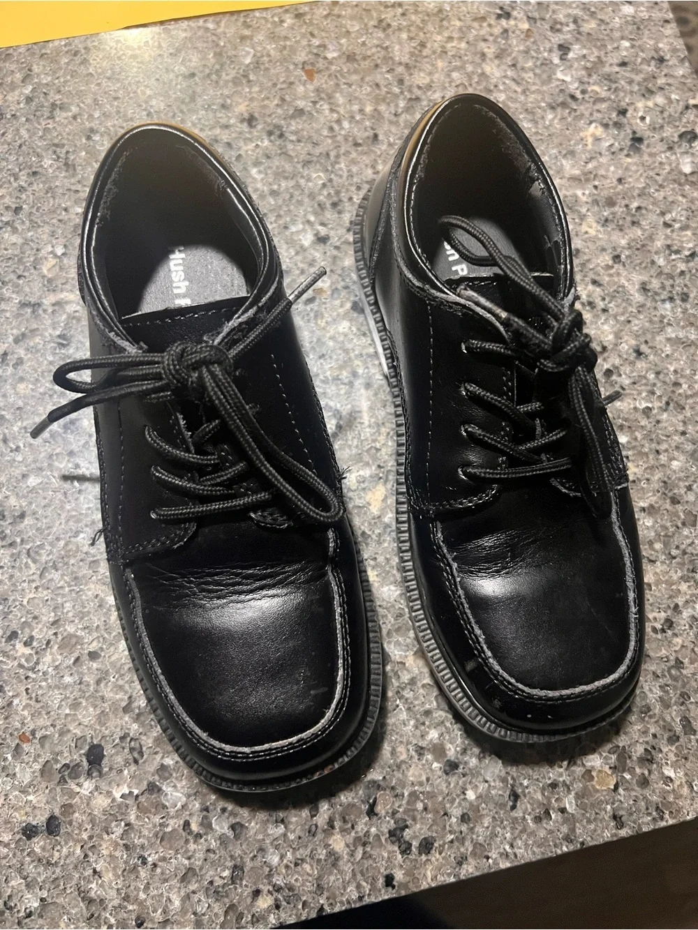 Boys Black Leather Casual Lace-Up Shoes size 13